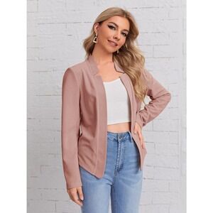 V Notch collar Blazer minimalist jacket blush pink